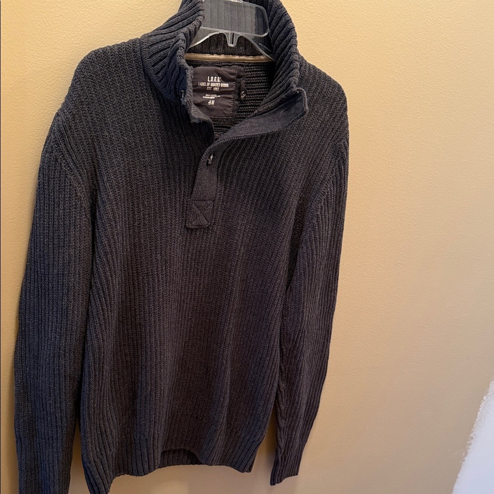 H&M Men's Charcoal Zip-Up Sweater